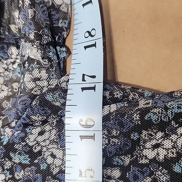 Max Studio Size S, Black with Blue Floral Pattern Mesh, Lined Babydoll Style Top - Picture 7 of 11